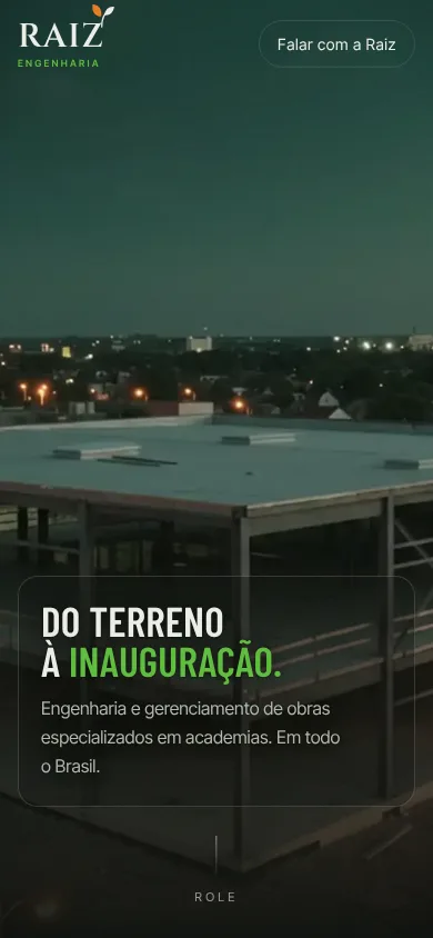 Site da Raiz Engenharia no celular