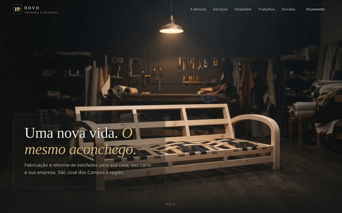 Página inicial do site Renovo 2.0 no computador